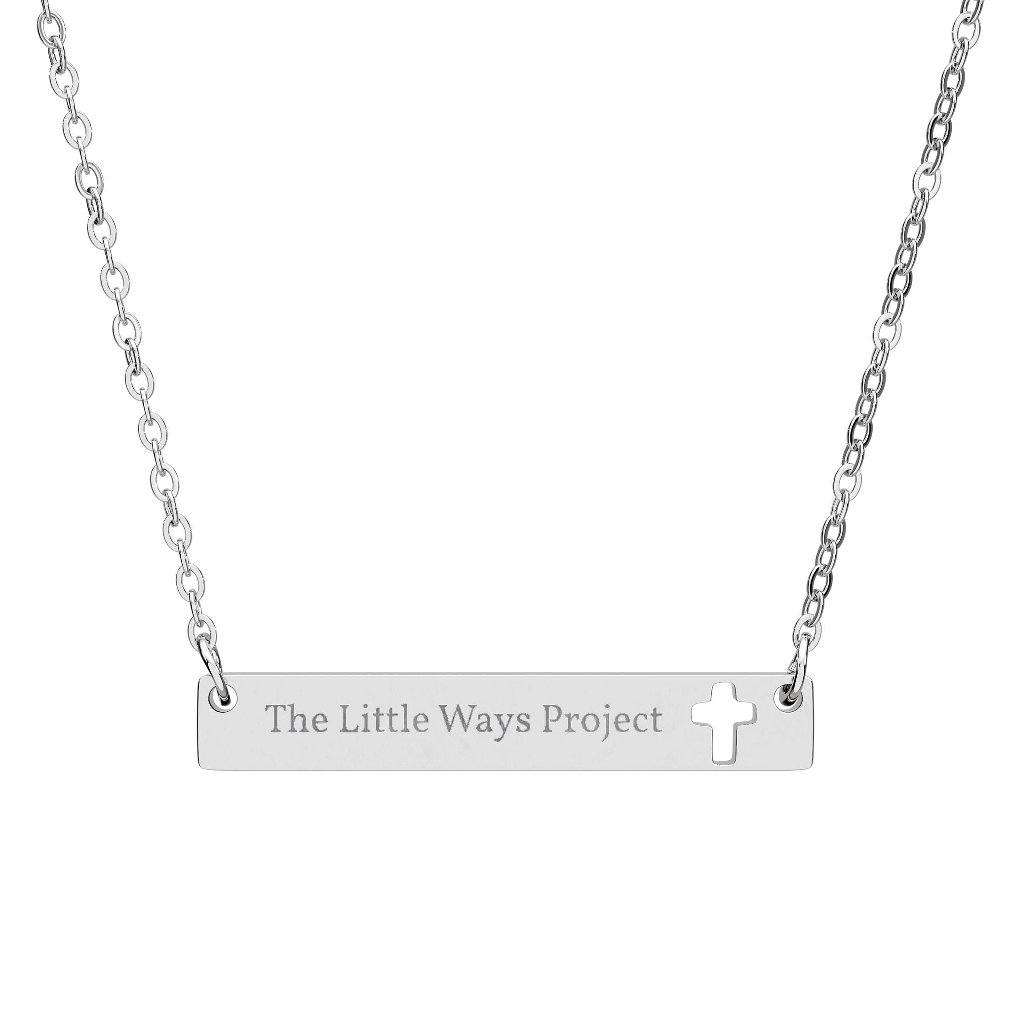 Little Ways Project Cutout Cross Bar Necklace (Engraving)