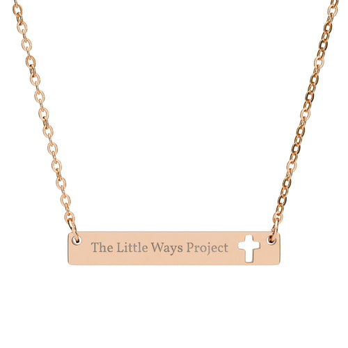 Little Ways Project Cutout Cross Bar Necklace (Engraving)